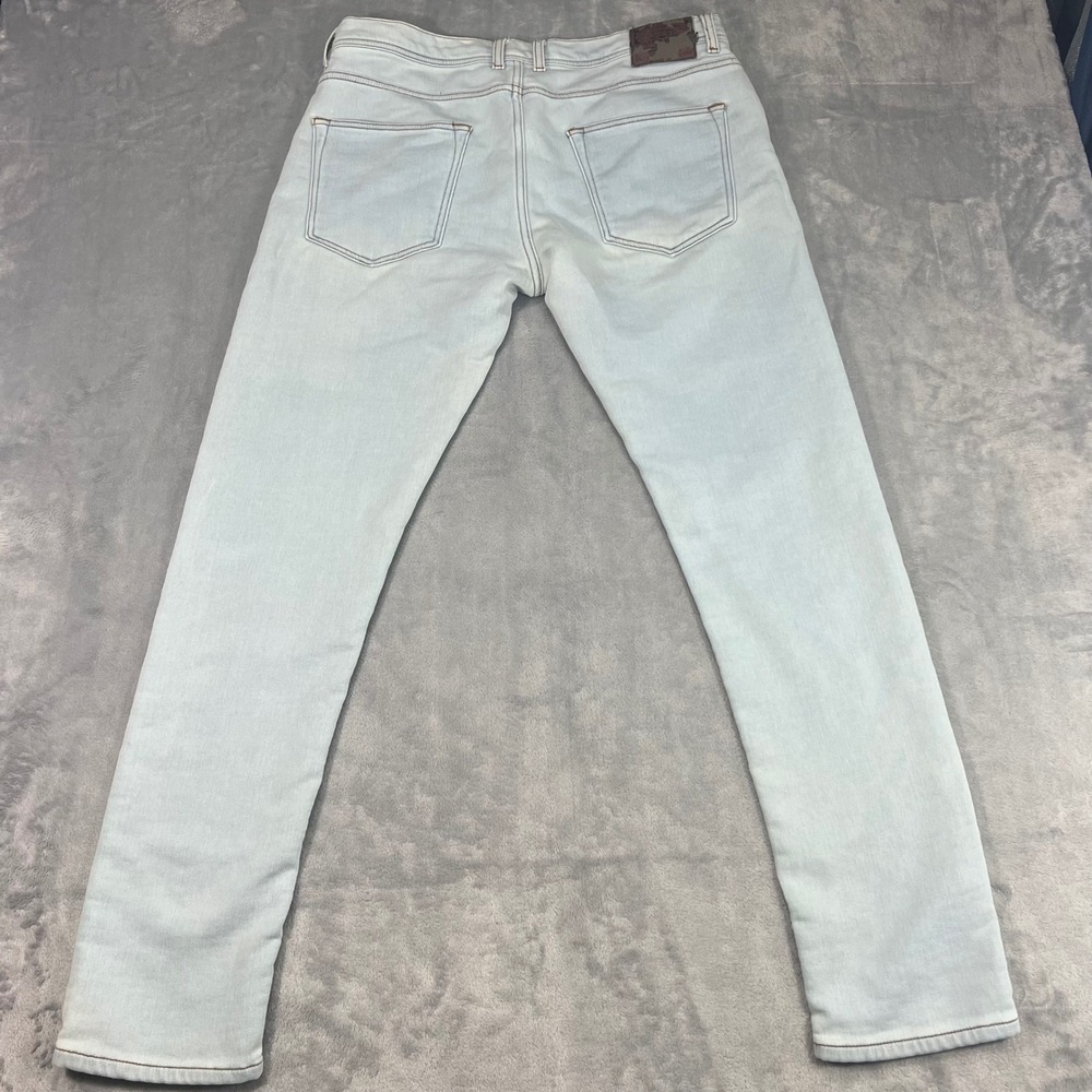 ZARA MAN Slim Jeans Mens Size‎ 36x33 Knit Woven Denim Light Wash Stretch Stained